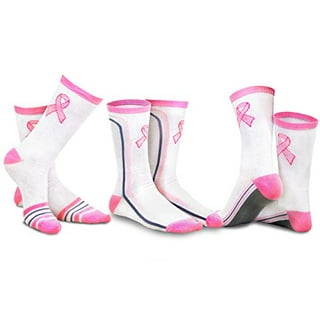 4 Pcs Wrist Sweatbands Breast Cancer Awareness Pink Ribbon Hope Socks & Wristbands Set 2 Pairs Athletic Crew Socks 